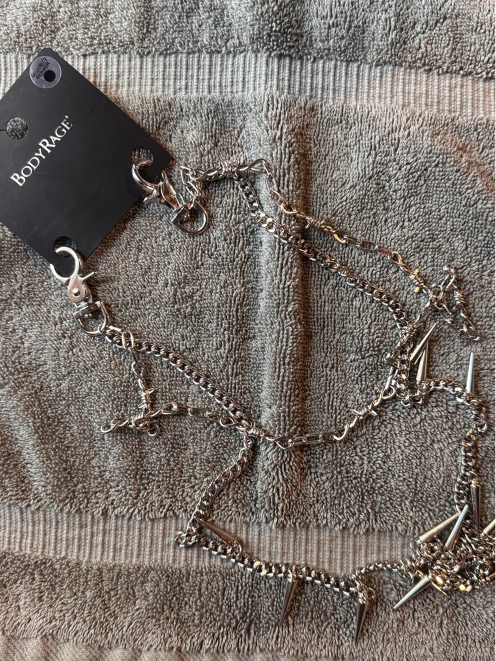 🌟 3/$20 Eligible! NWT BodyRage Silver-Tone Spike Wallet Chain